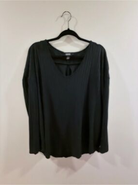 a.n.a Black Long Sleeve Scoop Neck Top
